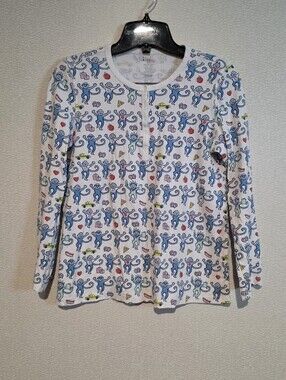 Roller Rabbit Anthropologie Womens Monkey Pajama Top Pima Cotton Xsmall
